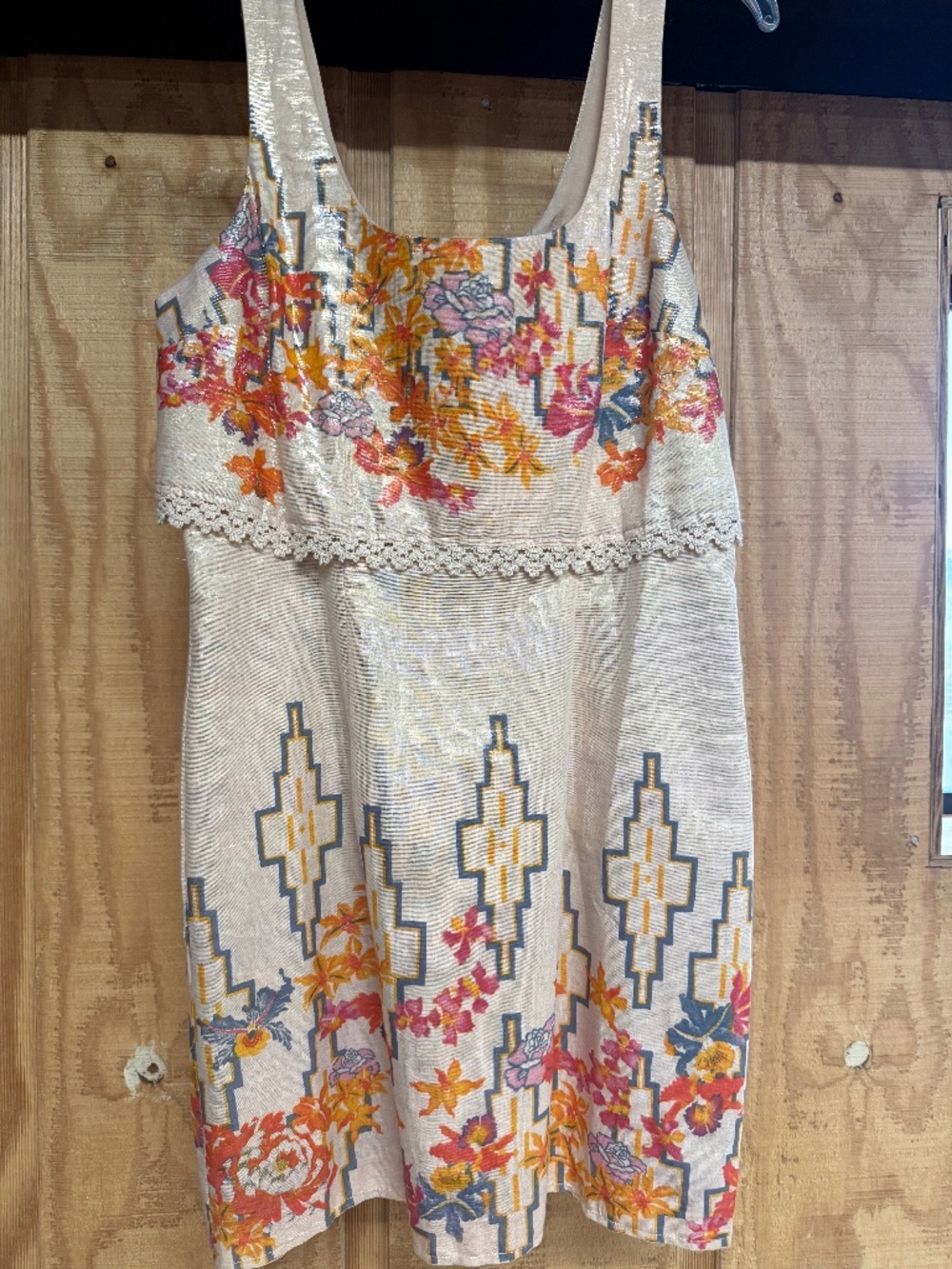 Free People dress, size 6 cream with gold shimmer